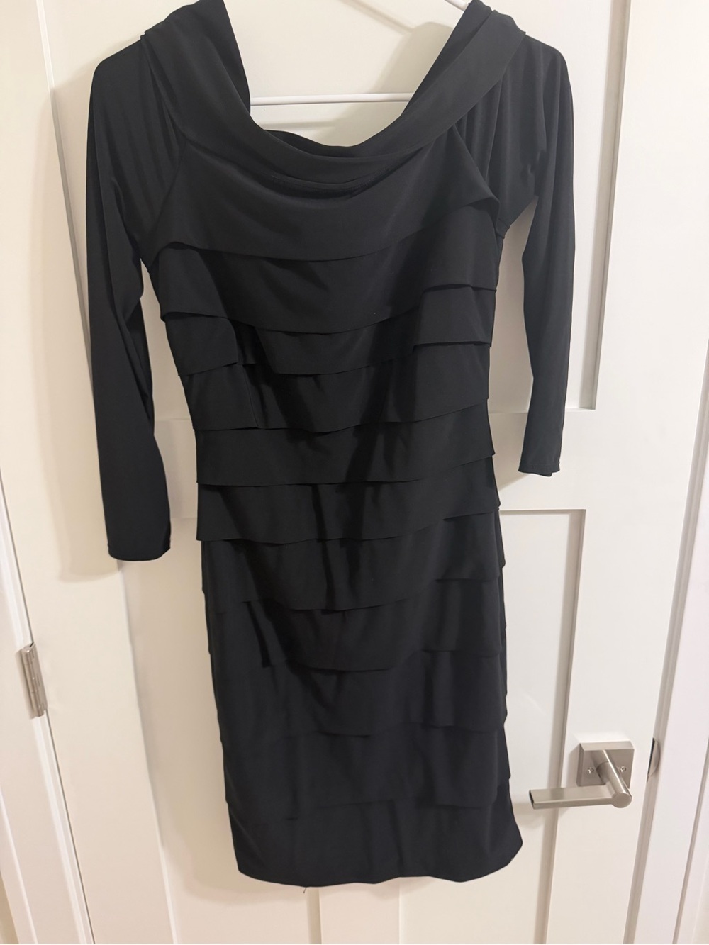 White House Black Market Black Long-Sleeve Tiered Dress